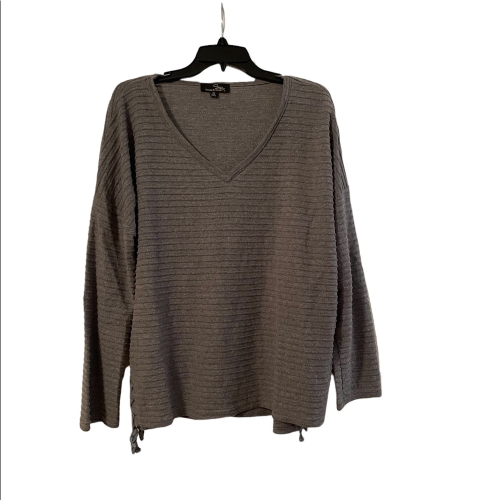 Gray V-neck top